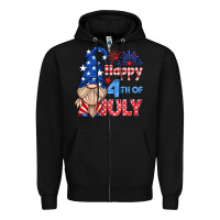 Black happy 4th of july gnome Zipper Hoodie - HRA Design Shop