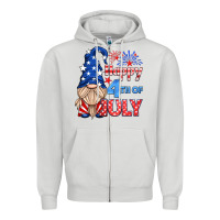 Dove Grey happy 4th of july gnome Zipper Hoodie - HRA Design Shop