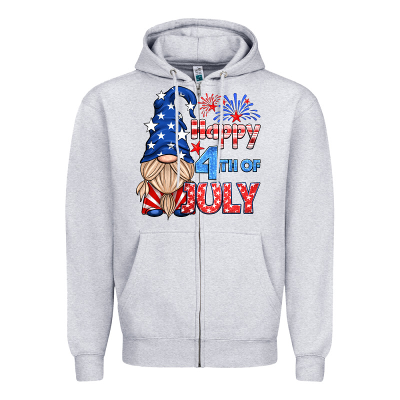 Happy 4th Of July Gnome Zipper Hoodie by HRA Design Shop | Teevron