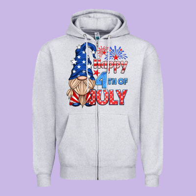 Happy 4th Of July Gnome Zipper Hoodie Designed By Hra Design Shop