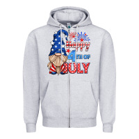 Heather Grey happy 4th of july gnome Zipper Hoodie - HRA Design Shop