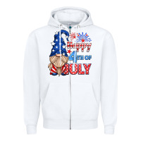 White happy 4th of july gnome Zipper Hoodie - HRA Design Shop