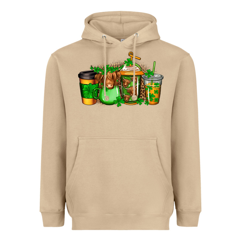 Longhaired Cow St Patricks Coffee Heavyweight Hoodie by Jasminsmagicworld | Teevron