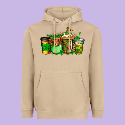 Longhaired Cow St Patricks Coffee Heavyweight Hoodie Designed By Jasminsmagicworld