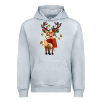 Heather Grey reindeer in christmas Urban Hoodie - MaliasSmallBusiness