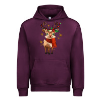 Mauve Wine reindeer in christmas Urban Hoodie - MaliasSmallBusiness