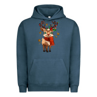 Pigment Midnight Navy reindeer in christmas Urban Hoodie - MaliasSmallBusiness
