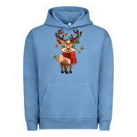 Pigment Pebble Blue reindeer in christmas Urban Hoodie - MaliasSmallBusiness