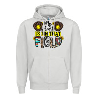 Dove Grey my heart is on that field Zipper Hoodie - CowhideDigitalArt