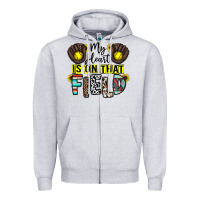 Heather Grey my heart is on that field Zipper Hoodie - CowhideDigitalArt