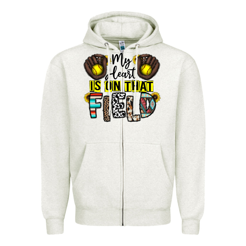 My Heart Is On That Field Zipper Hoodie by CowhideDigitalArt | Teevron