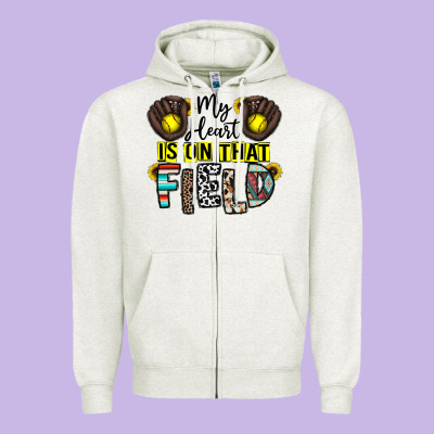 My Heart Is On That Field Zipper Hoodie Designed By Cowhidedigitalart