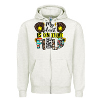 Oatmeal Heather my heart is on that field Zipper Hoodie - CowhideDigitalArt