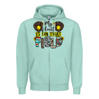 Seafoam my heart is on that field Zipper Hoodie - CowhideDigitalArt