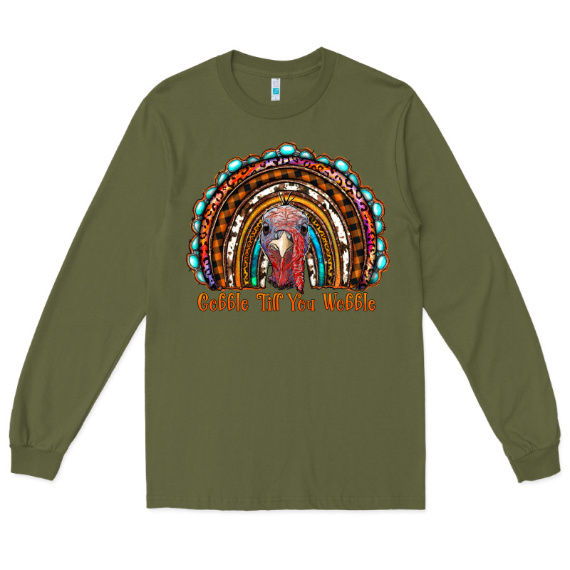 Gobble Till You Wobble Thanksgiving Rainbow Long Sleeve Tee by RanaPortraitStore | Teevron
