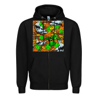 Black St patricks  duck with leprechaun hat  seamless Zipper Hoodie - FaDigitalArtStudio