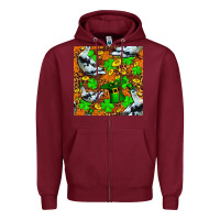 Burgundy St patricks  duck with leprechaun hat  seamless Zipper Hoodie - FaDigitalArtStudio