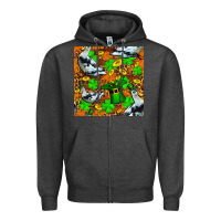 Charcoal Heather St patricks  duck with leprechaun hat  seamless Zipper Hoodie - FaDigitalArtStudio
