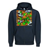 Navy St patricks  duck with leprechaun hat  seamless Zipper Hoodie - FaDigitalArtStudio