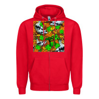 Red St patricks  duck with leprechaun hat  seamless Zipper Hoodie - FaDigitalArtStudio
