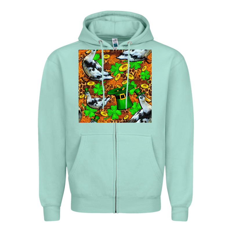 St Patricks  Duck With Leprechaun Hat  Seamless Zipper Hoodie by FaDigitalArtStudio | Teevron
