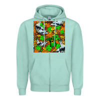 Seafoam St patricks  duck with leprechaun hat  seamless Zipper Hoodie - FaDigitalArtStudio