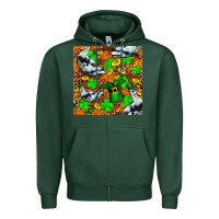 Sports Green St patricks  duck with leprechaun hat  seamless Zipper Hoodie - FaDigitalArtStudio