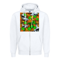 White St patricks  duck with leprechaun hat  seamless Zipper Hoodie - FaDigitalArtStudio