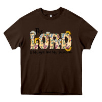Chocolate Brown the lord is my light and my salvation Heavy Core Tee - CowhideDigitalArt