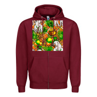 Burgundy St patricks  goat family with balloons seamless Zipper Hoodie - FaDigitalArtStudio