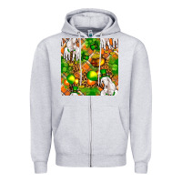 Heather Grey St patricks  goat family with balloons seamless Zipper Hoodie - FaDigitalArtStudio