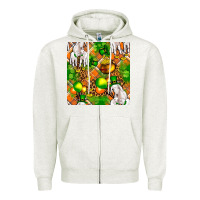 Oatmeal Heather St patricks  goat family with balloons seamless Zipper Hoodie - FaDigitalArtStudio