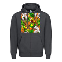 St Patricks  Goat Family With Balloons Seamless Zipper Hoodie | Teevron