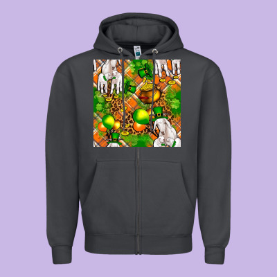 St Patricks  Goat Family With Balloons Seamless Zipper Hoodie Designed By Fadigitalartstudio
