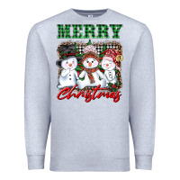 Heather Grey merry christmas snowman Premium Sweatshirt - AdoDesignShop