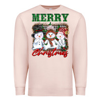 Pale Pink merry christmas snowman Premium Sweatshirt - AdoDesignShop