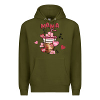 Army Green mama coffee cups Premium Hoodie - MaliasSmallBusiness