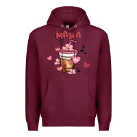 Burgundy mama coffee cups Premium Hoodie - MaliasSmallBusiness