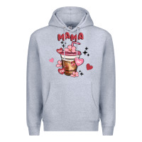 Heather Grey mama coffee cups Premium Hoodie - MaliasSmallBusiness