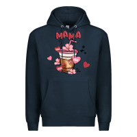 Navy mama coffee cups Premium Hoodie - MaliasSmallBusiness