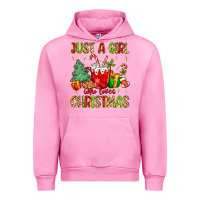 Fuchsia Pink just a girl who loves christmas Urban Hoodie - MaliasSmallBusiness