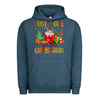 Pigment Midnight Navy just a girl who loves christmas Urban Hoodie - MaliasSmallBusiness