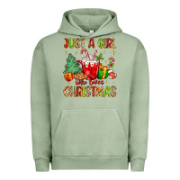 Pigment Oil Green just a girl who loves christmas Urban Hoodie - MaliasSmallBusiness