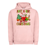 Pigment Salmon just a girl who loves christmas Urban Hoodie - MaliasSmallBusiness