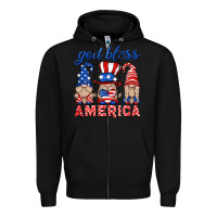 Black god bless america gnome Zipper Hoodie - HRA Design Shop
