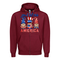 Burgundy god bless america gnome Zipper Hoodie - HRA Design Shop