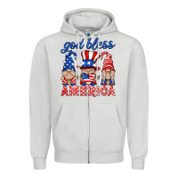 Dove Grey god bless america gnome Zipper Hoodie - HRA Design Shop