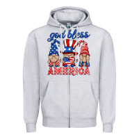Heather Grey god bless america gnome Zipper Hoodie - HRA Design Shop