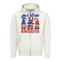 Oatmeal Heather god bless america gnome Zipper Hoodie - HRA Design Shop
