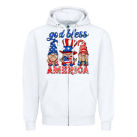 White god bless america gnome Zipper Hoodie - HRA Design Shop